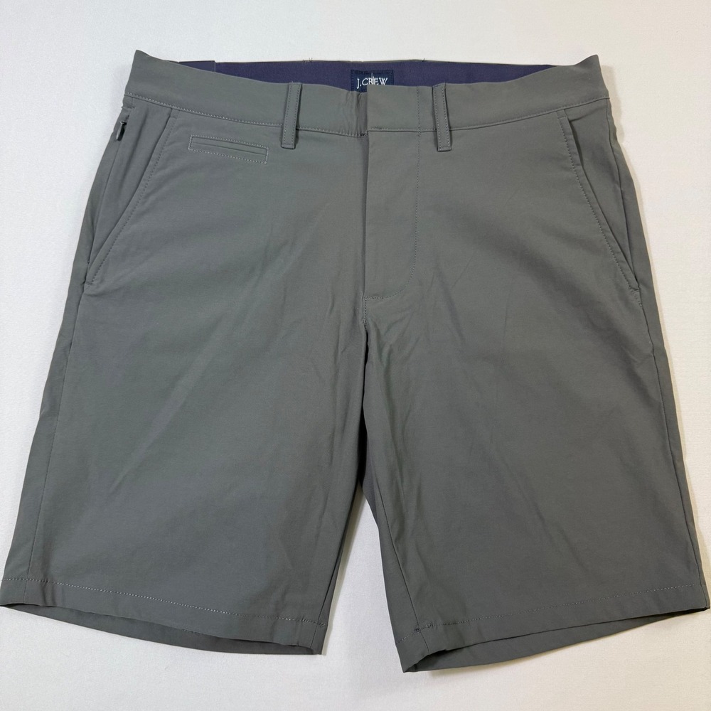 J.Crew Tech Short Mens 29 Gray 9 Inch Inseam Water Resistant Stretch Nylon NEW